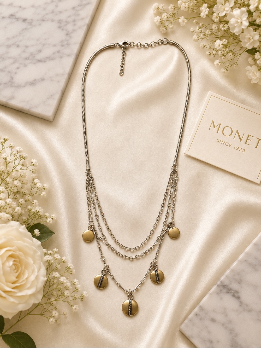 Monet Layered necklace with gold charm